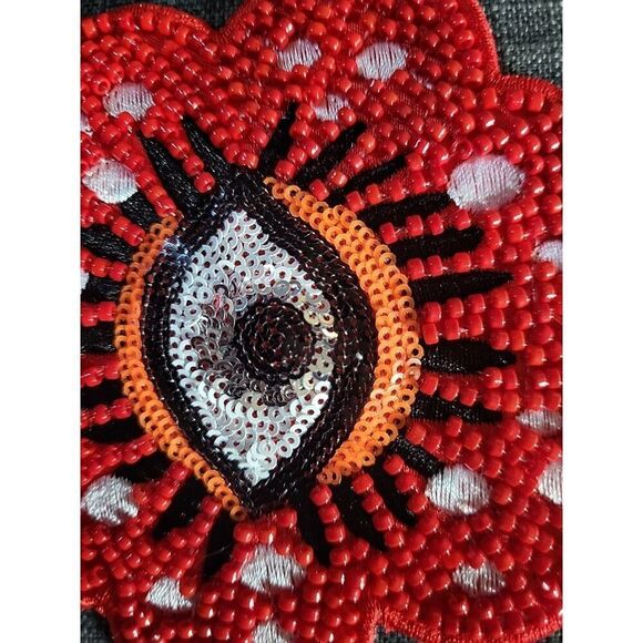 Beaded Rhinestone Eyeball Applique 4.5"x 4.5" Sew On - Picture 3 of 3